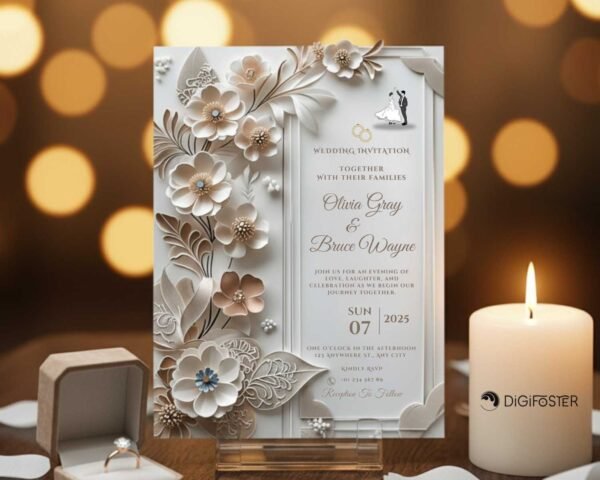 Luxury Cinematic Wedding Invitation Template | Editable in Canva | Elegant Printable Design