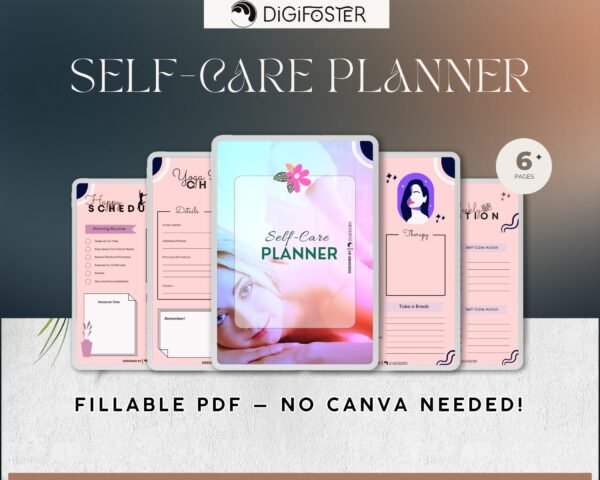 Modern Self-Care Planner — Printable & Fillable PDF (Non-Editable) | Ready-to-Use Wellness Journal for Women
