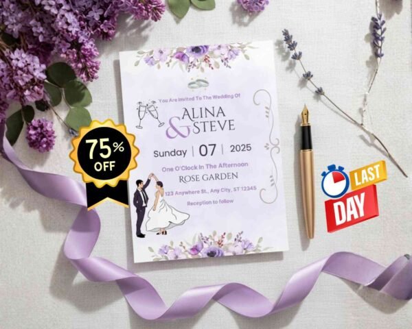 Modern Watercolor Wedding Invitation | Editable Canva Template | Minimalist Floral Printable for Elegant Brides 💌